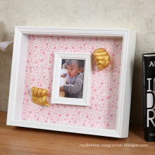 Custom 3D Baby Casting Kit with wood panting picture frame baby Foot and hand cast combinations with wood box